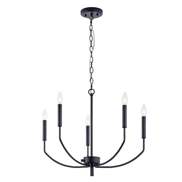 Home Decorators Collection 5 Light Matte Black Finish Chandelier HD ...