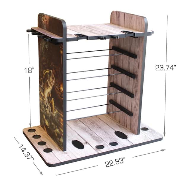 Rush Creek Creations Rustic Double Sided Rolling 16 Fishing Rod Storage Rack  Easy Mobility Angled Base 37-0026 - The Home Depot