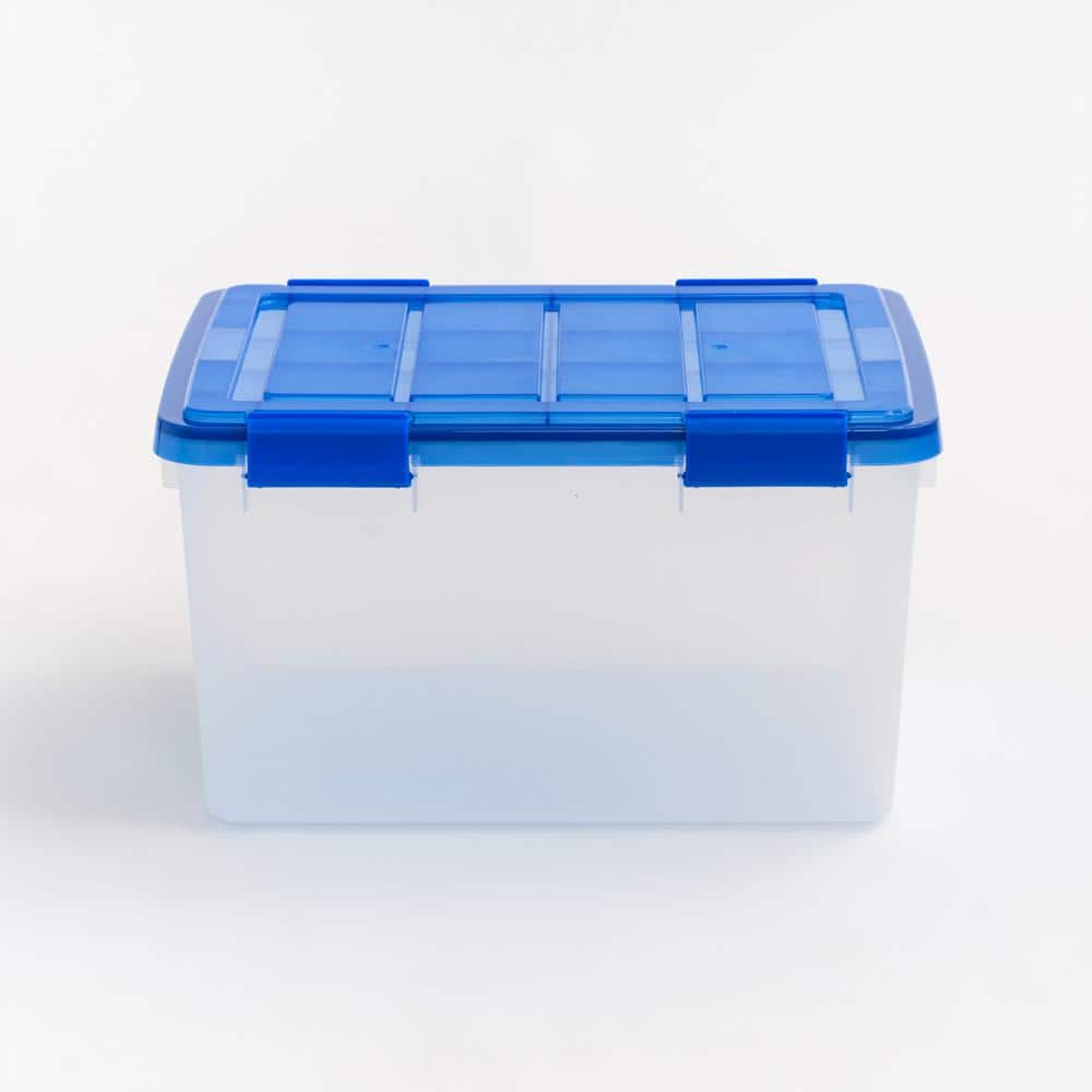 Set of 4 Clear Blue 44 Quart Stackable Storage Bins