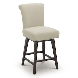 Dennis 26 in. Linen High Back Solid Wood Frame Swivel Counter Height Bar Stool with Fabric Seat(Set of 2)