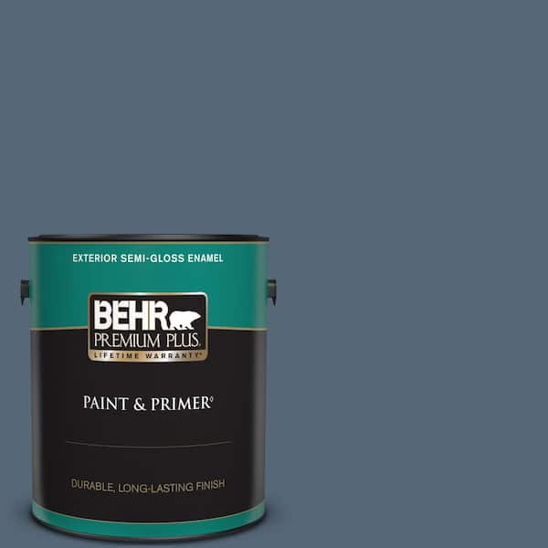 BEHR PREMIUM PLUS 1 gal. #S510-6 Durango Blue Semi-Gloss Enamel Exterior Paint & Primer