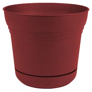 Saturn 5 in. Burnt Red Plastic Planter with Saucer