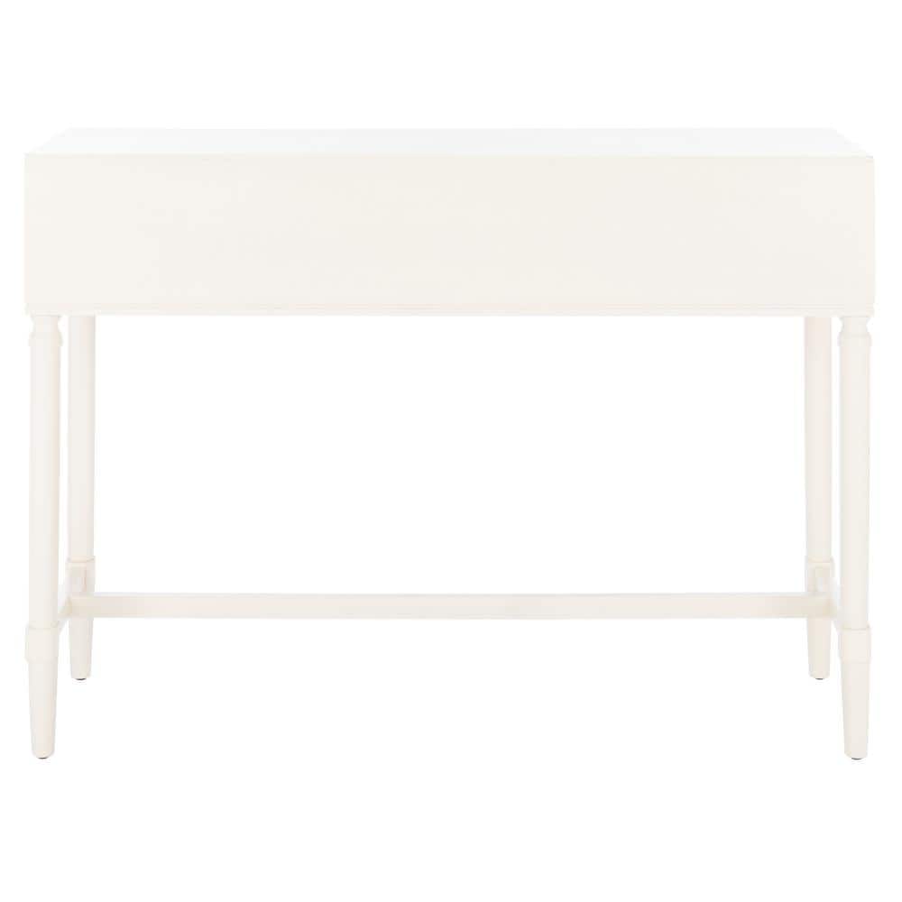 White Wood and Metal Console Table with Storage