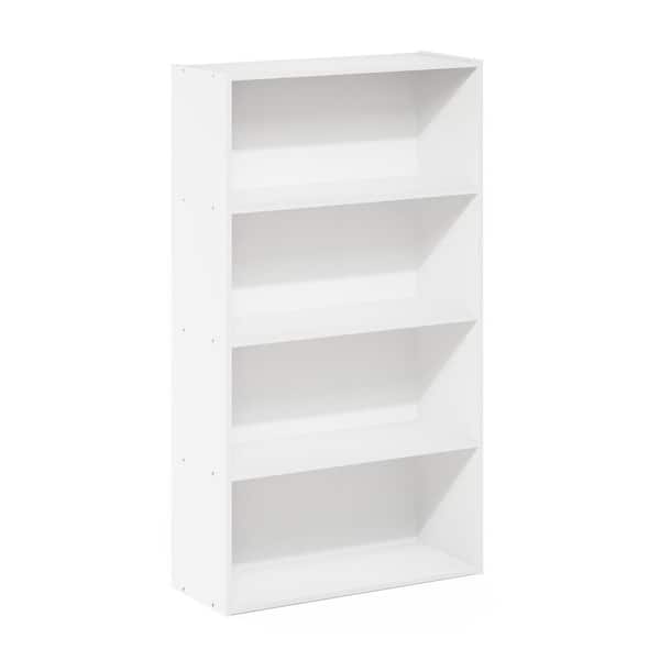 Furinno 23.6 in. White Wood 4-Shelf Standard Bookcase with Storage