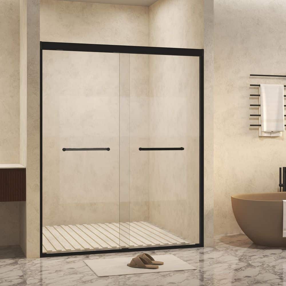 44-48 in. W x 72 in. H Double Sliding Frame Shower Door in Matte Black with 1/4 in. Clear Tempered Glass price history on PriceWatchPro