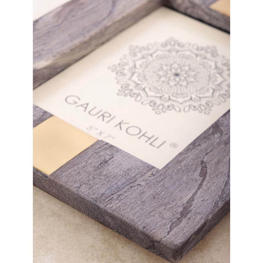 Gray Marble and Gold Embellished Tabletop Picture Frame