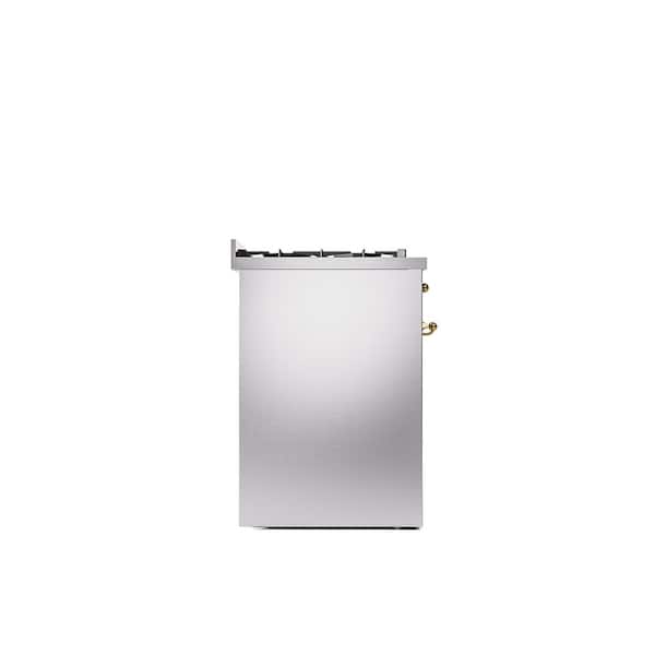 Nostalgie II 30 in. 5 Burner Freestanding Dual Fuel Liquid Propane Range in Stainless Steel with Brass Trim