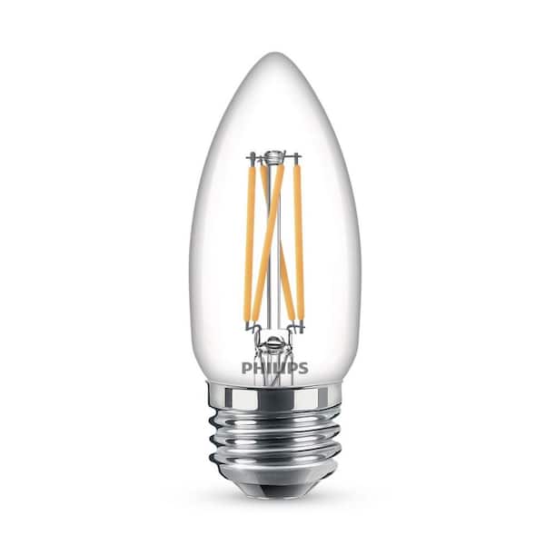 Schandelijk grip Kinderachtig Philips 40-Watt Equivalent B11 Clear Glass Non-Dimmable E26 LED Light Bulb  Daylight 5000K (3-Pack) 567404 - The Home Depot