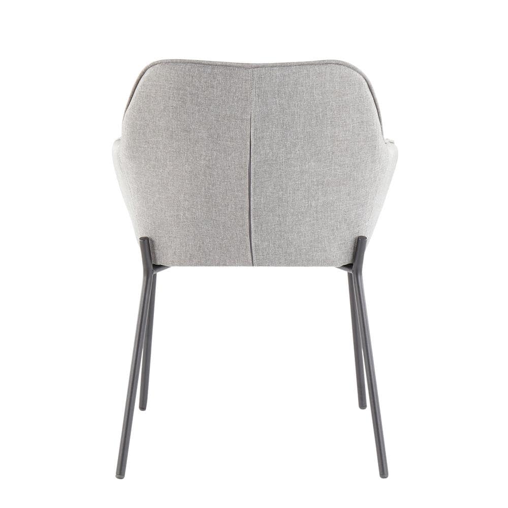 Daniella Gray Upholstered Arm Chairs with Black Metal Legs, Set of 2
