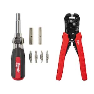 13-in-1 Multi-Tip Cushion Grip Screwdriver with Self-Adjusting Wire Stripper and Cutter (2-Piece)