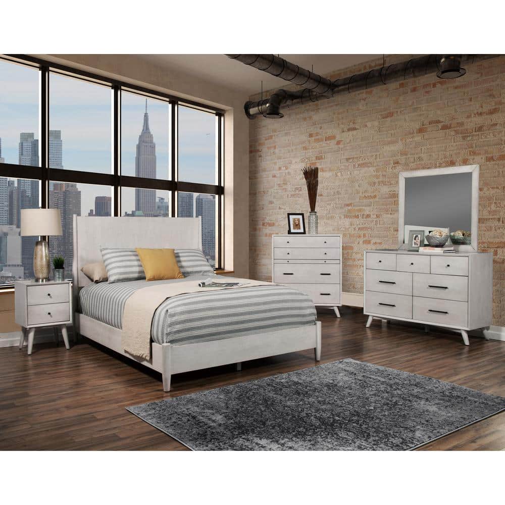 Transitional Gray Mahogany 2-Drawer Nightstand