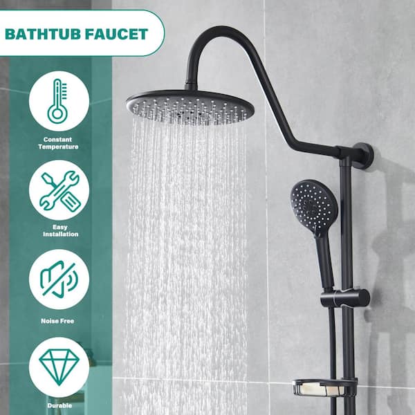 1-Spray 7.85 in. Single Wall Mount Fixed Rain Shower Head in Black 1-Spray 7.85 in. Single Wall Mount Fixed Rain Shower Head in Black