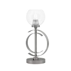 Savanna 16.5 in. Graphite Accent Table Lamp with Clear Bubble Glass Shade