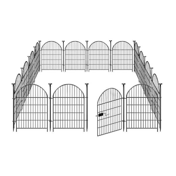 FAWEY TRED INC 32 in. Rustproof Metal Wire Tall Fencing Border, 16 Panels Garden Fence Animal Barrier with Gate