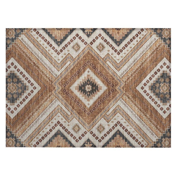 Chantille Machine Washable Indoor/Outdoor Abstract ACN1010 Copper 1 ft. 8 in. x 2 ft. 6 in. Area Rug