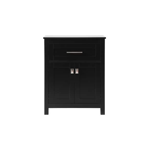 Timeless Home 24 in. W x 16 in. D x 30 in. H Black Freestanding Linen Cabinet