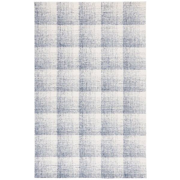 Ebony 5 ft. x 8 ft. Ivory/Blue Check Area Rug