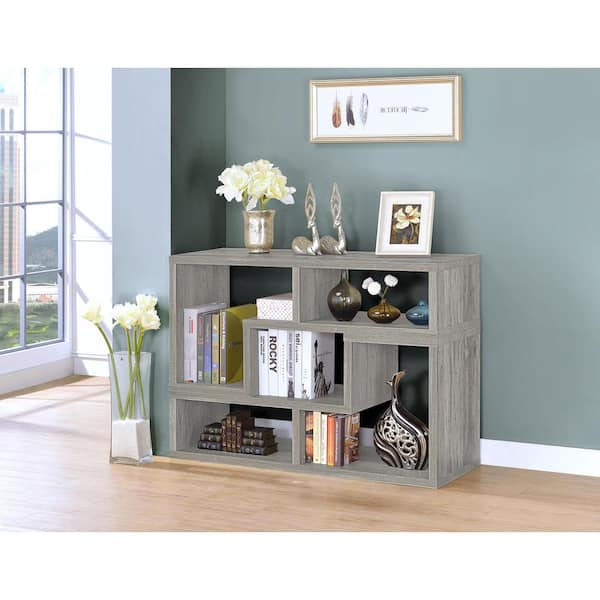 Coaster 22 in. Grey Driftwood 5-Shelf Convertible TV Console and Bookcase