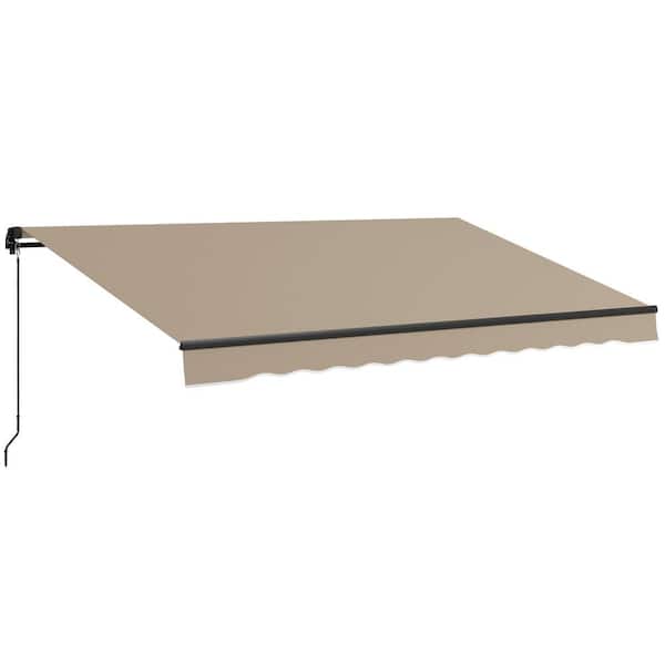 13 ft. Retractable Awning, Patio Awning Sunshade Shelter with Manual Crank Handle (156 in. Projection) in Beige