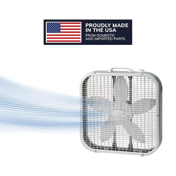 20 in. 3 Speed Air Circulating Box Fan for Home in White with Save Smart Technology, 1820 CFM and Carry Handle