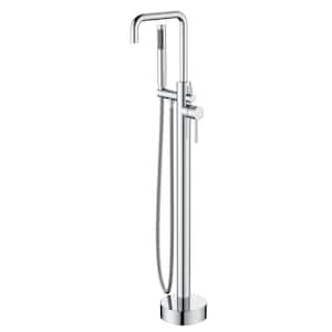 Fashion Single-Handle Floor Mount Freestanding Tub Faucet with Handheld Shower in Chrome