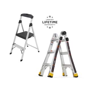 14 ft. Reach MPXA Multi-Position Ladder/2-Step Aluminum Step Stool (Combo-Pack)