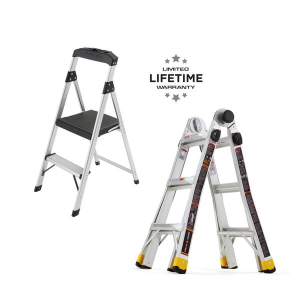 Gorilla Ladders 14 ft. Reach MPXA Multi-Position Ladder/2-Step Aluminum Step Stool (Combo-Pack)