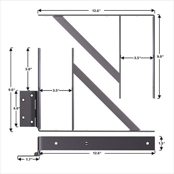 Heavy-Duty Steel Gate Hardware Kit in Matte Black (Fits Gates 26 in. to 60 in. W)