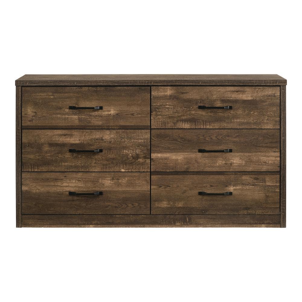 Furniture of America Jamson 6-Drawer Walnut Dresser (32.13 in. H X 58 in. W X 15.63 in. D), Brown -  IDF-7124WN-D