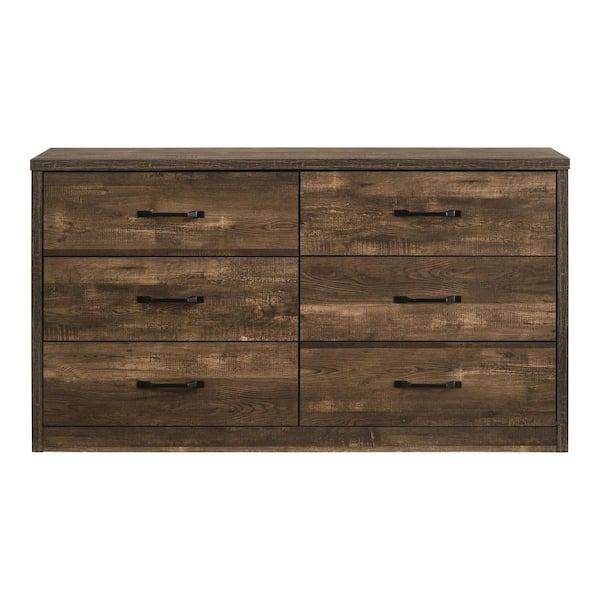 Furniture of America Jamson 6-Drawer Walnut Dresser (32.13 in. H X 58 in. W X 15.63 in. D)