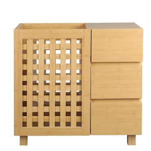 13.78 in. W x 25.08 in. D x 23.03 in. Brown Bathroom Storage Basket with 3-Drawer
