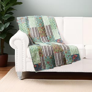 Multi-Colored Patchwork Microfiber Throw Blanket