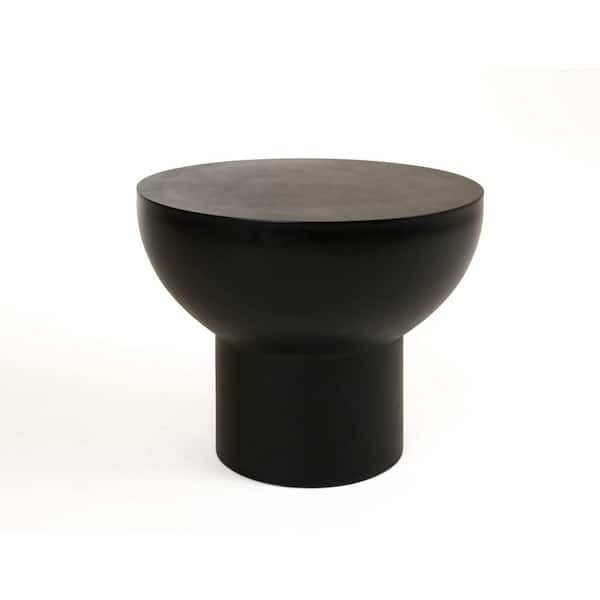 Fate Modern Black Round Concrete Outdoor End Table