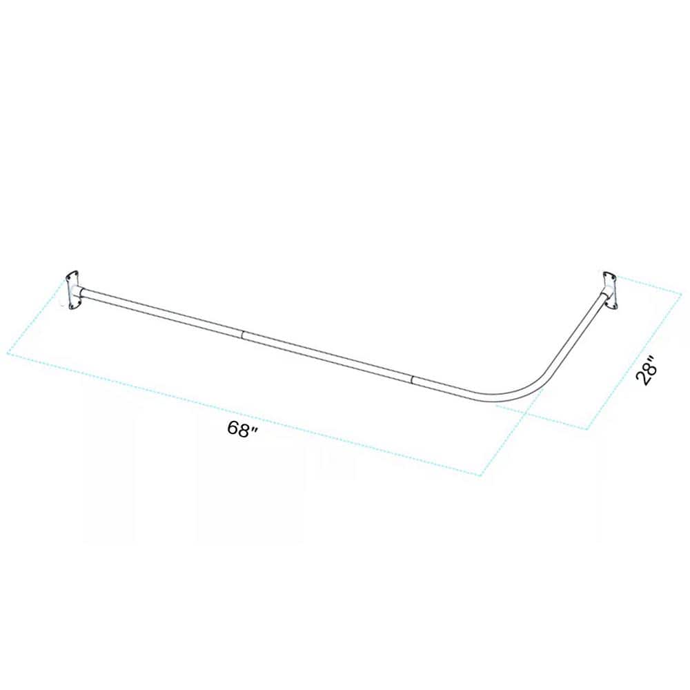 Black Aluminum L-Shaped Wall Mounted Shower Curtain Rod