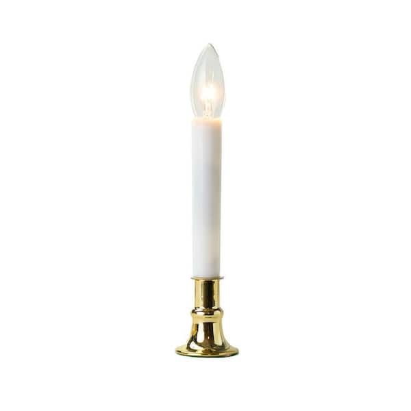 9 in. Brass Window Candle with Incandescent Bulb Steady Burning 4-Piece Set