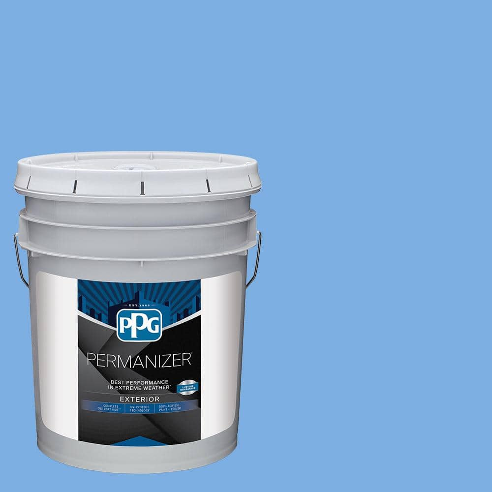 PERMANIZER 5 gal. PPG1243-4 Victoria Blue Flat Exterior Paint  PPG1243-4PZ-05F - The Home Depot