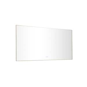36 in. W x 60 in. H Large Rectangular Aluminium Framed LED Light Wall Bathroom Vanity Mirror in Gunmetal Black