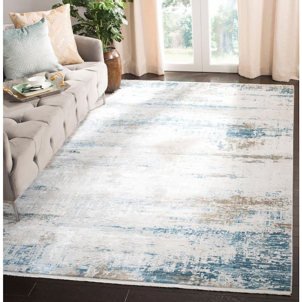 Eclipse 6 ft. x 9 ft. Beige/Blue Distressed Marble Area Rug