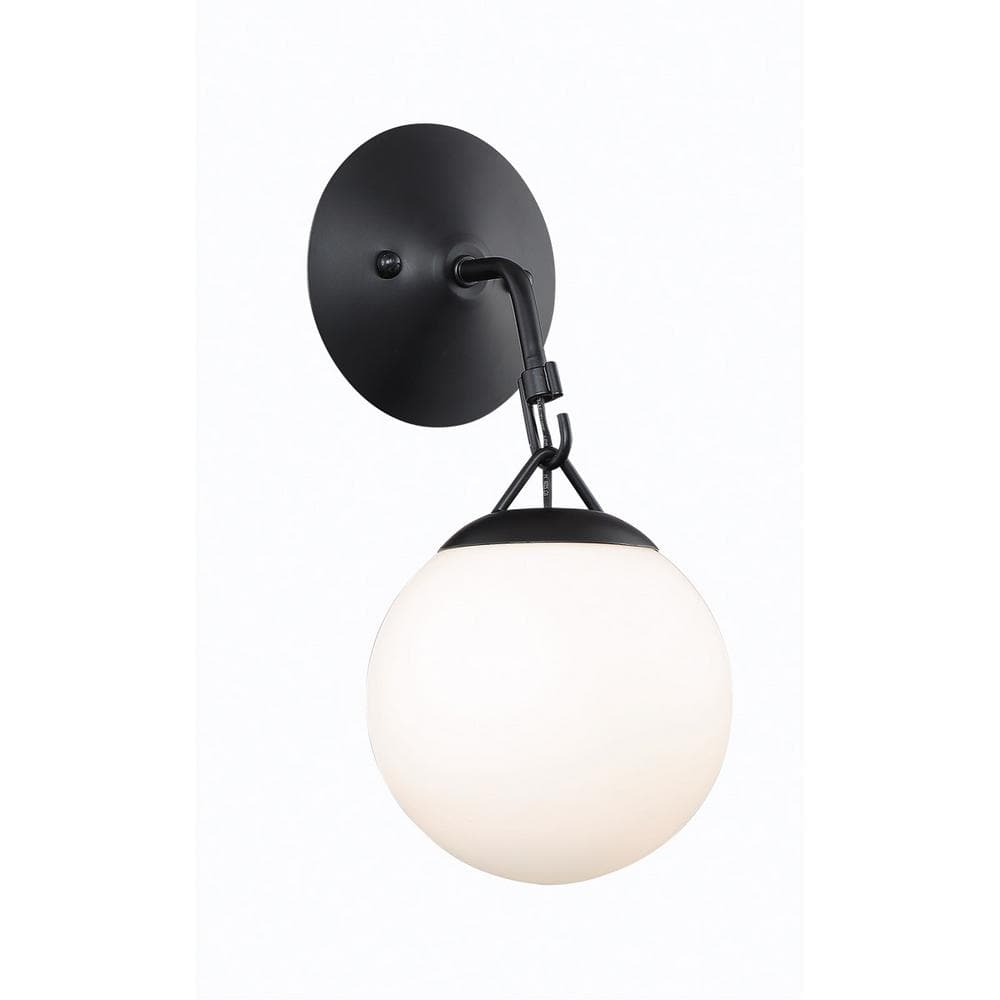 Flat Black Steel Round Shade Wall Sconce