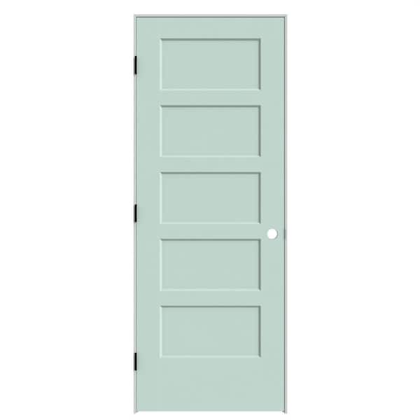 Masonite 28 in. x 80 in. 5-Panel Bayshore Right-Hand Solid Core Sea Glass Molded Composite Single Prehung Interior Door