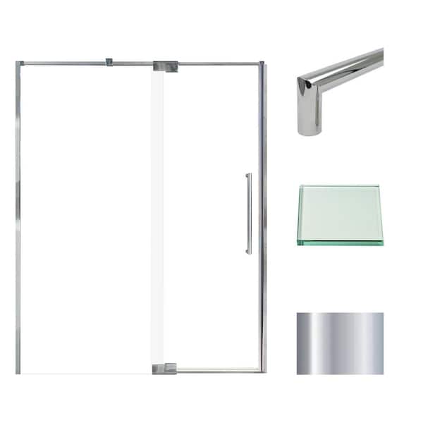 Transolid Irene 60 in. W x 76 in. H Pivot Semi-Frameless Shower Door in Polished Chrome with Clear Glass