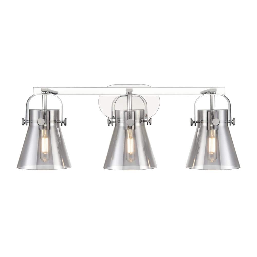 Pilaster II Cone 26.5 in. 3-Light Polished Chrome Vanity Light with Black Glass Shade price history on PriceWatchPro