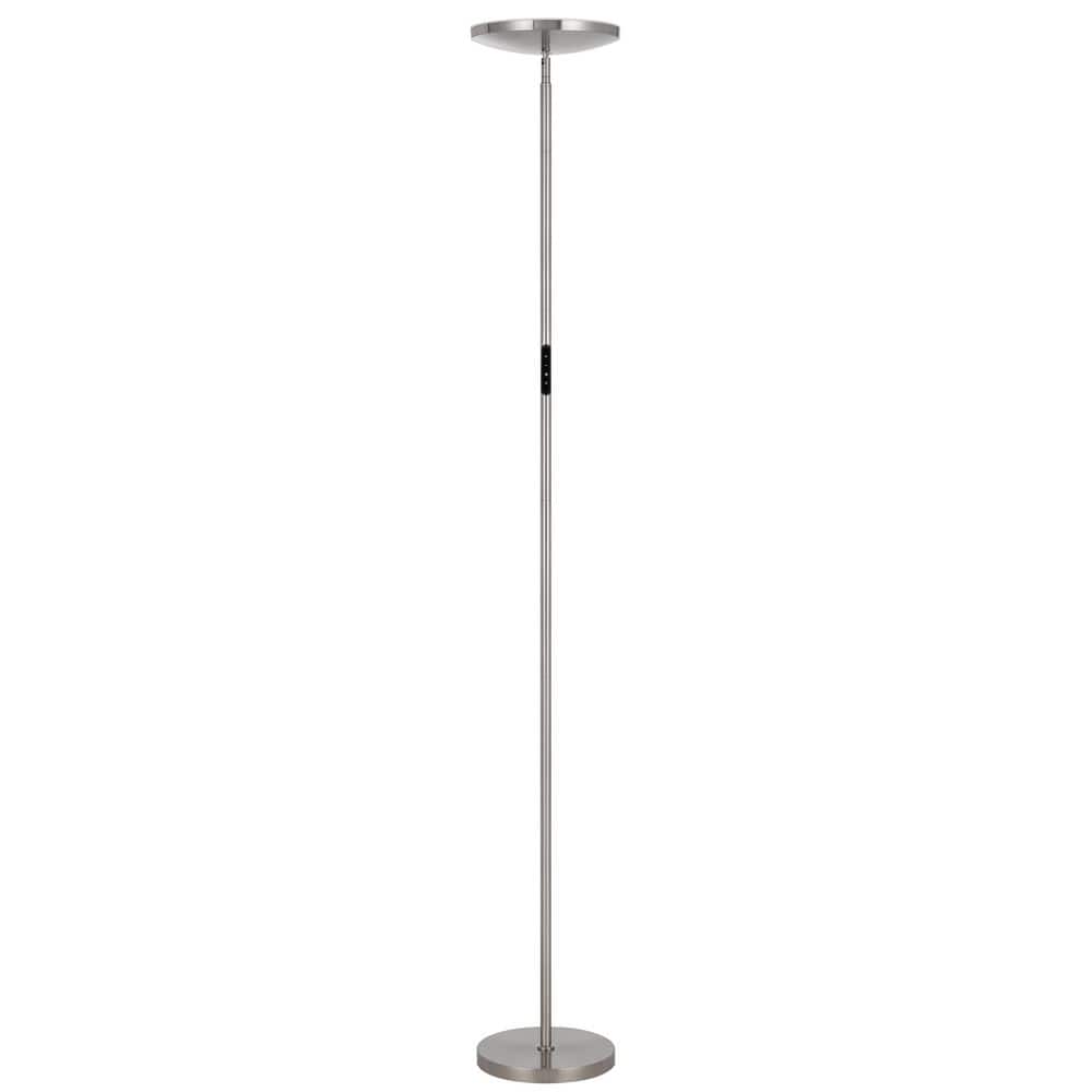 70 in. Height Brushed Steel Torchiere Single Light Dimmable Floor Lamp with