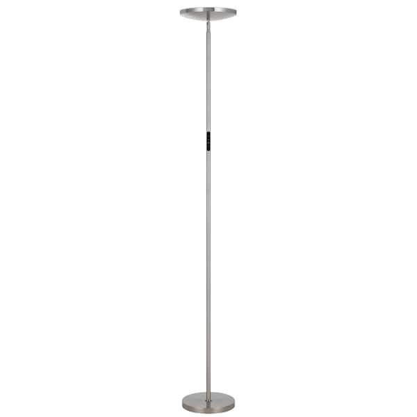 CAL Lighting 70 in. Height Brushed Steel Torchiere Single Light Dimmable Floor Lamp without Shade