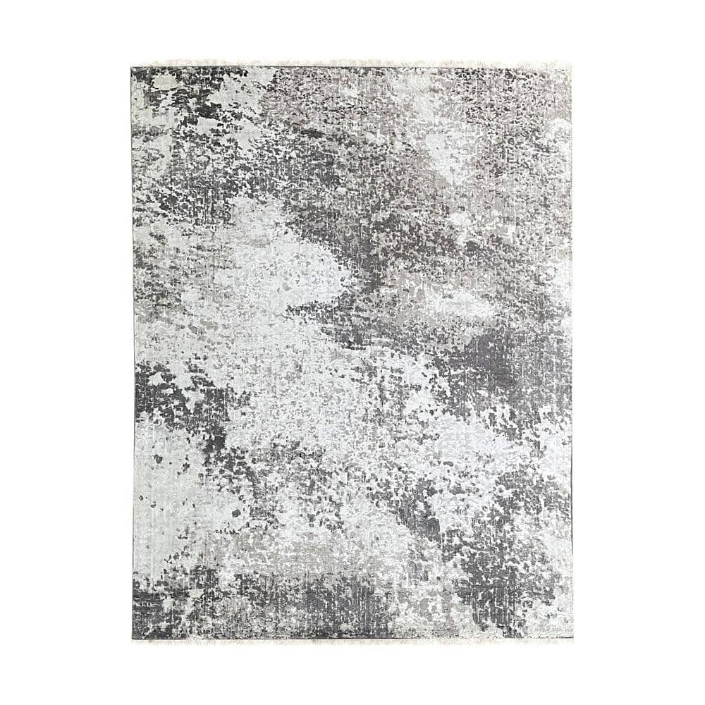 Ivory Beige Hand-Knotted Wool Area Rug, 7' x 9'