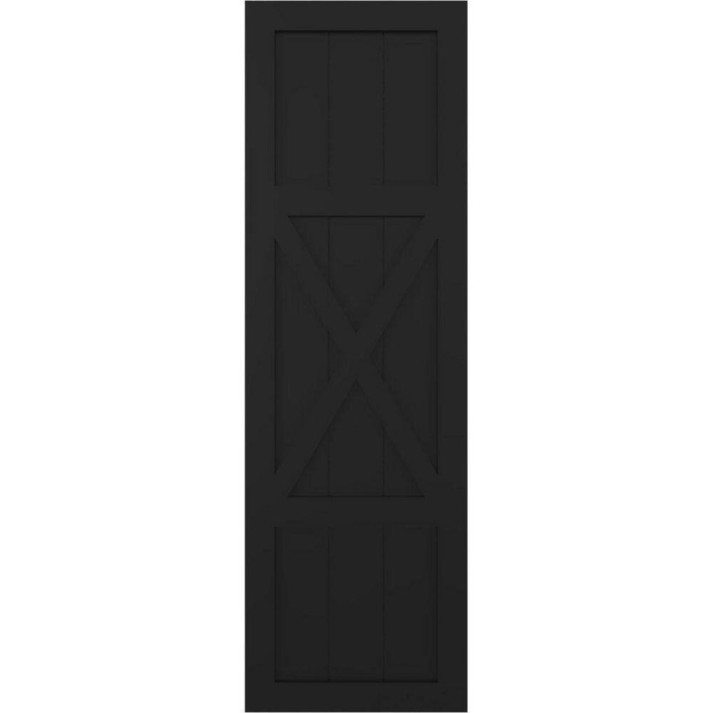 12 in. x 44 in. True Fit PVC Center X-Board Farmhouse Fixed Mount Board and Batten Shutters Pair in Black price history on PriceWatchPro