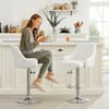 VECELO White Modern Bar Chair with Back Adjustable Swivel Bar Stools Set of 2 Kitchen Island Bar Chair Counter Height KHD-C09-WHT