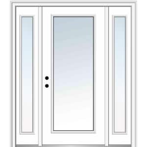 64.5 in. x 81.75 in. Classic Right-Hand Inswing Full Lite Clear Painted Steel Prehung Front Door with Sidelites