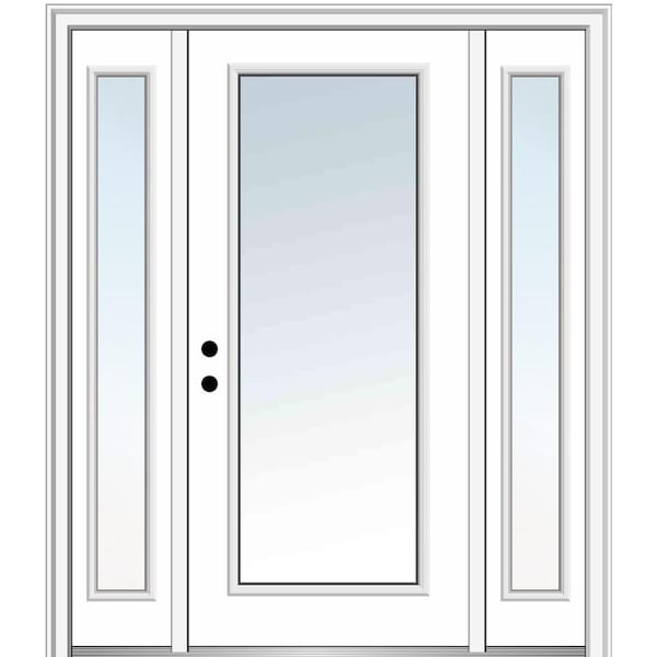 MMI Door 68.5 in. x 81.75 in. Classic Right-Hand Inswing Full Lite Clear Primed Fiberglass Smooth Prehung Front Door w/ Sidelites