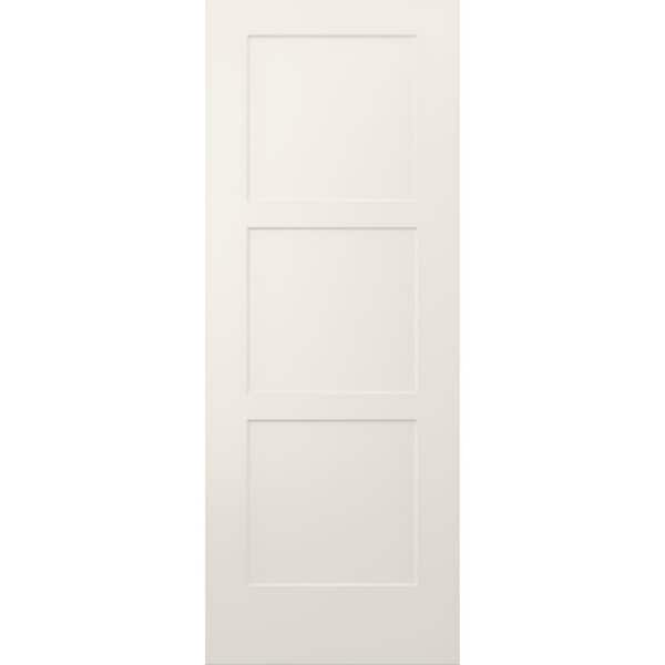 JELD-WEN 30 in. x 80 in. 3 Panel Birkdale Primed Smooth Solid Core Molded Composite Interior Door Slab